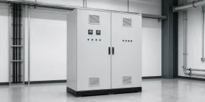 Clean industrial electrical control panel in a plant room