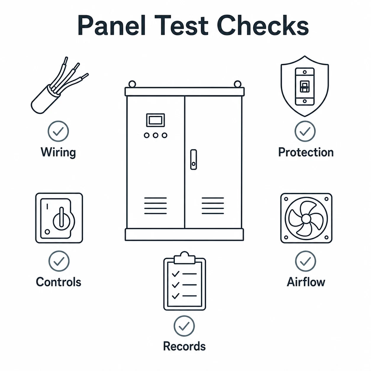 Graphic checklist of electrical panel testing checks