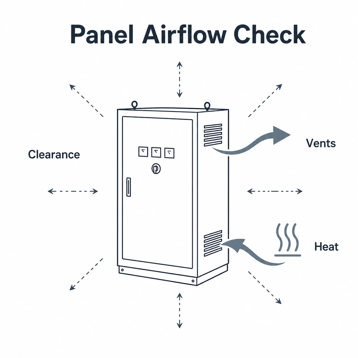 Graphic showing panel ventilation and clearance checks