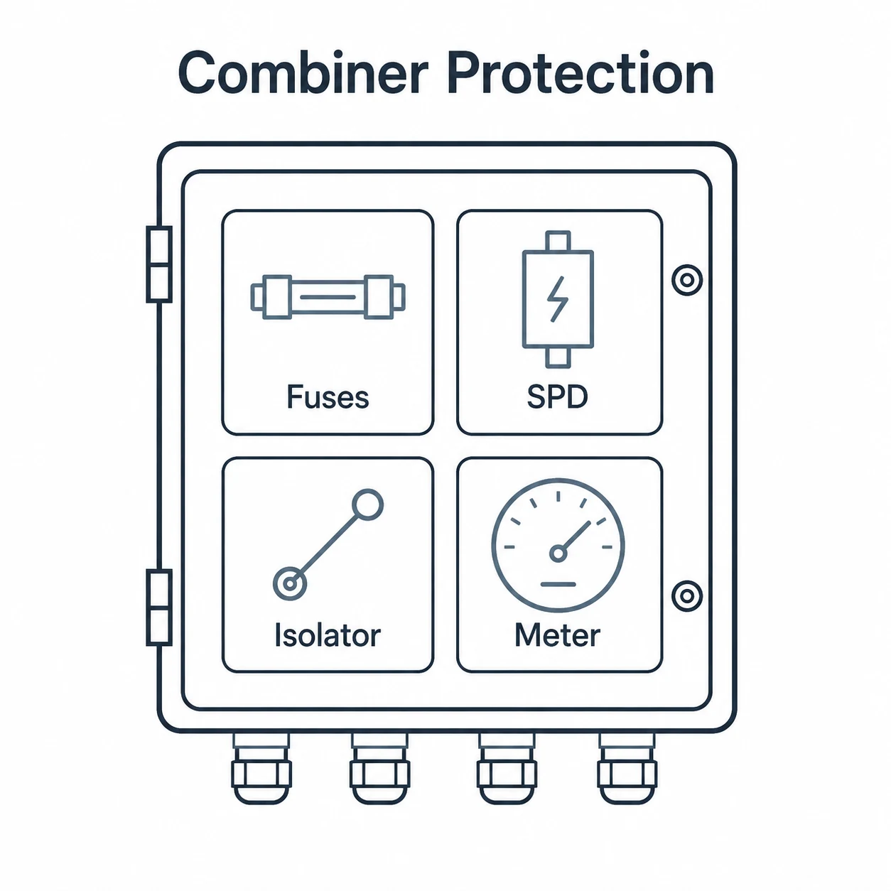 Graphic listing common combiner box protection devices.